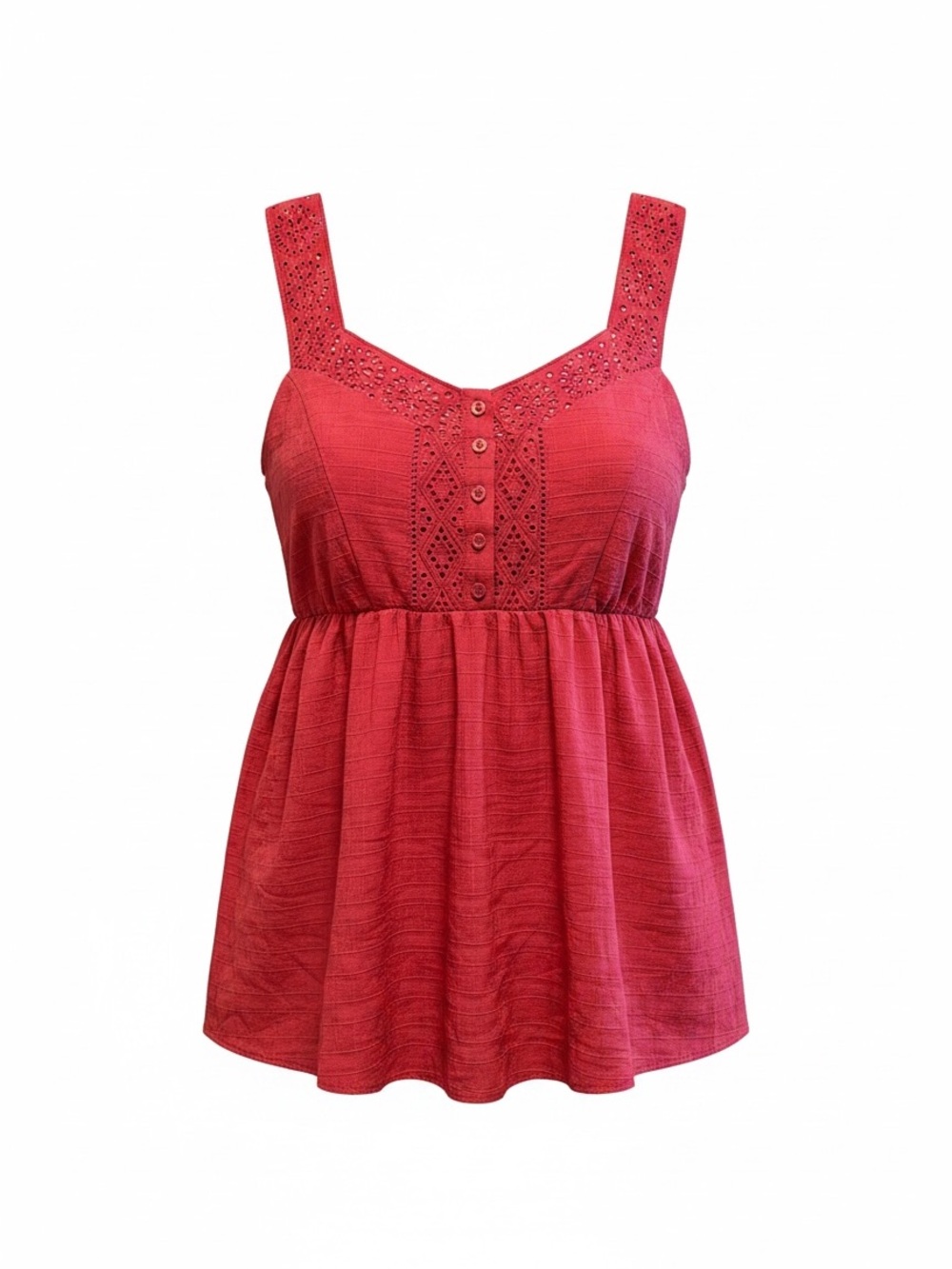 torrid Boho Eyelet Lace Babydoll Camisole Tank size 12 Bright Pink